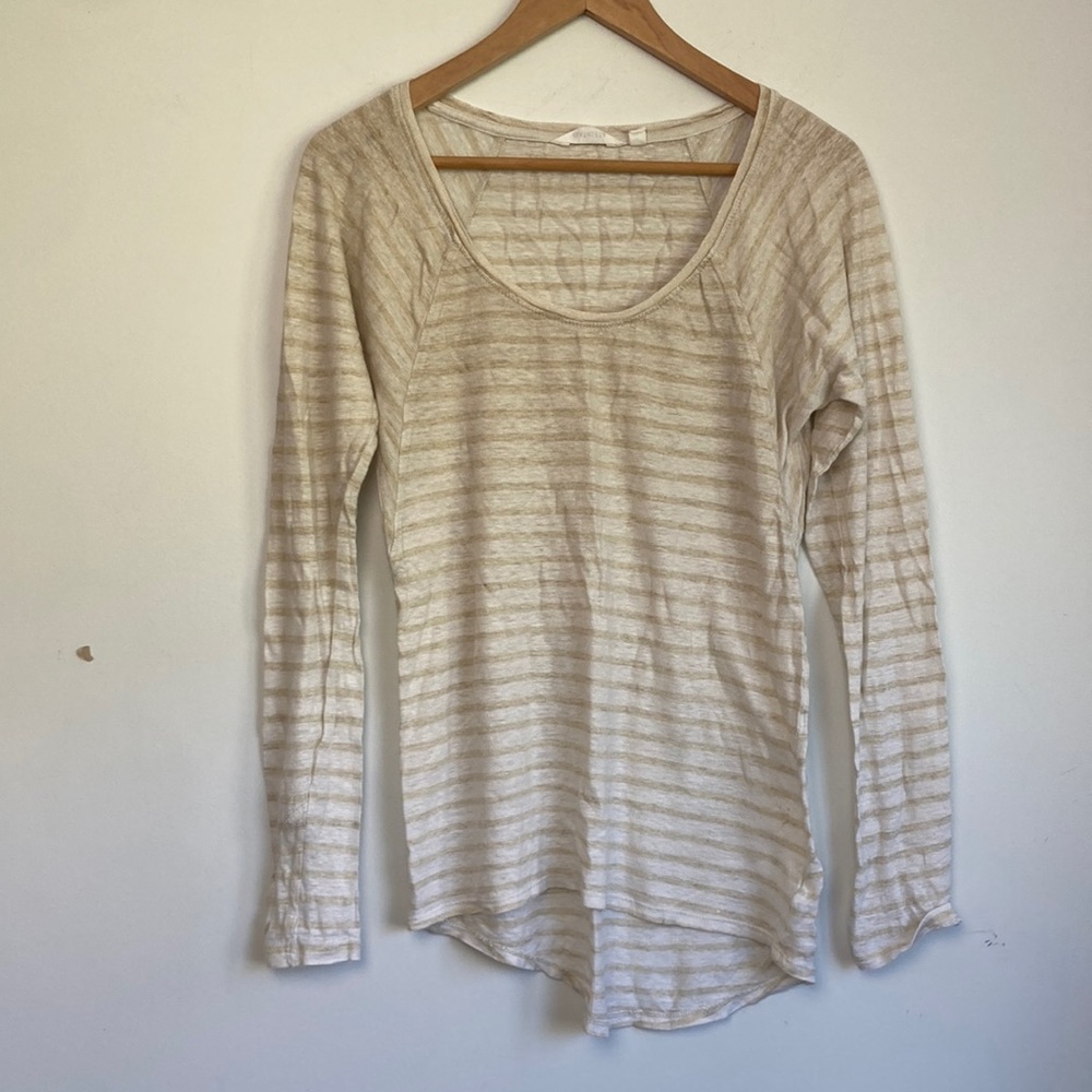 Athleta| Linen Striped Long Sleeve sz Small